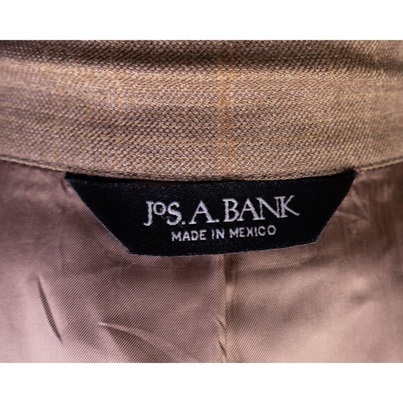 Jos A Bank Blazer Sz 42R Windowpane Beige Sports Coat Suit Jacket Wool/Silk EUC - Picture 13 of 14